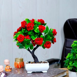 Rose Artificial Plant Showpiece for Home Decor (Plastic) – 10 Inch - Image 1