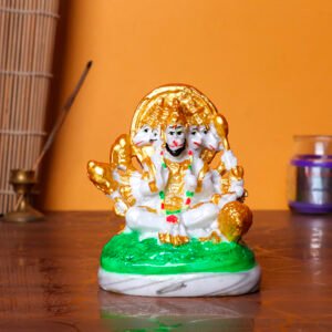 Lord Dattatreya Idol | Decorative Marble Base Statue | Religious Home Temple, Car Dashboard, Office Desk Showpiece | 10 cm Height - Image 1