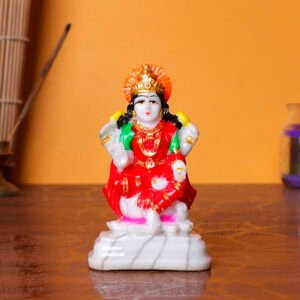 Goddess Lakshmi Idol – 9.5 cm (H) x 6 cm (L) x 4 cm (D) | Resin Lakshmi Mata Murti for Home & Office - Image 1