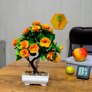Yellow Rose Artificial Plant Showpiece for Home Decor (Plastic) – 10 Inch - Image 1