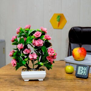 Pink Rose Artificial Plant Showpiece for Home Decor (Plastic) – 8 Inch - Image 1
