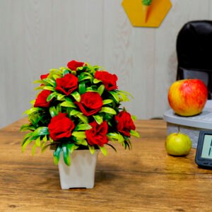 Red Rose Artificial Plant Showpiece for Home Decor (Plastic) - Image 1