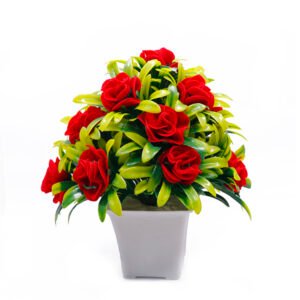 Red Rose Artificial Plant Showpiece for Home Decor (Plastic) - Image 2