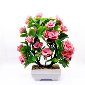 Pink Rose Artificial Plant Showpiece for Home Decor (Plastic) – 8 Inch - Image 3