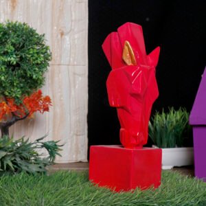 Grazing Horse Showpiece for Home Decor (Red) Polyresin – 10 Inch - Image 1