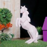 Hand Lifting Horse Showpiece for Home Decor (Light Pink) Polyresin – 10.5 Inch