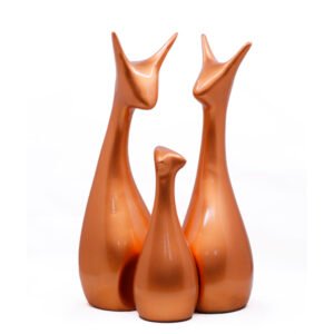 Lucky Deer Family Showpiece Set of 3 for Home Decor (Copper) Polyresin – 10 Inch - Image 2