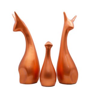 Lucky Deer Family Showpiece Set of 3 for Home Decor (Copper) Polyresin – 10 Inch - Image 3