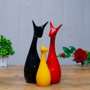 Lucky Deer Family Showpiece Set of 3 for Home Decor (Multicolor) Polyresin – 10 Inch