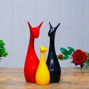 Lucky Deer Family Showpiece Set of 3 for Home Decor (Multicolor) Polyresin – 10 Inch
