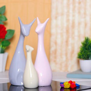 Lucky Deer Family Showpiece for Home Decor, Set of 3 (Multicolor) Polyresin – 10 Inch - Image 1