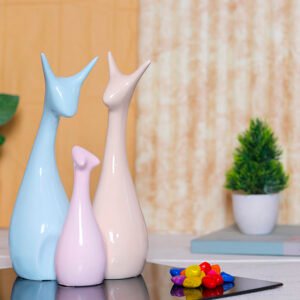 Lucky Deer Family Showpiece for Home Decor, Set of 3 (Multicolor) Polyresin – 10 Inch - Image 1