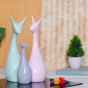 Lucky Deer Family Showpiece for Home Decor, Set of 3 (Multicolor) Polyresin – 10 Inch - Image 1