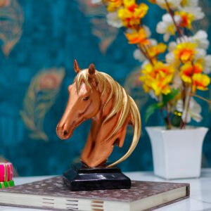 Horse Head Showpiece for Home Decor (Copper) Polyresin – 8 Inch - Image 1