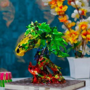 Tree Horse Head Showpiece for Home Decor (Multicolor) Polyresin – 9.5 Inch - Image 1