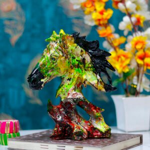 Tree Horse Head Showpiece for Home Decor (Multicolor) Polyresin – 9.5 Inch - Image 1