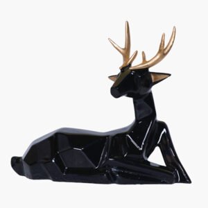Sitting Deer Showpiece for Home Decor (Black) Polyresin – 6.5 Inch - Image 3