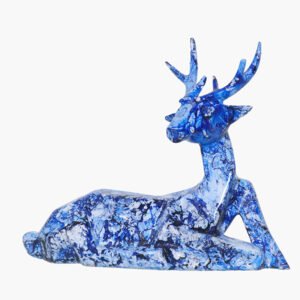 Sitting Deer Showpiece for Home Decor (Blue) Polyresin – 6.5 Inch - Image 3