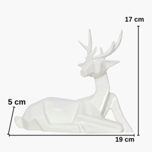 Sitting Deer Showpiece for Home Decor (Cream) Polyresin – 6.5 Inch - Image 3