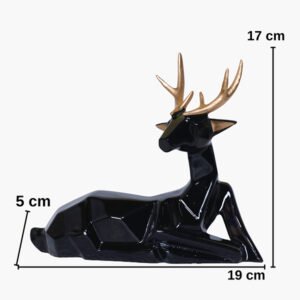 Sitting Deer Showpiece for Home Decor (Black) Polyresin – 6.5 Inch - Image 2