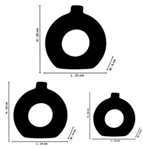 Donut-Shaped Flower Vases for Home Decor, Set of 3 (Cream) Polyresin – 8 Inch - Image 3