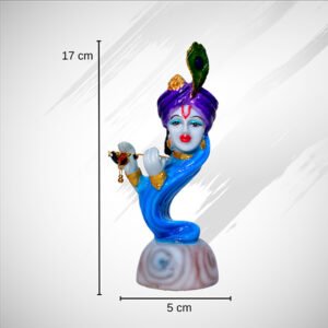 Krishna Idol Showpiece for Home Decor (Purple & Blue) Marble – 7 Inch - Image 3