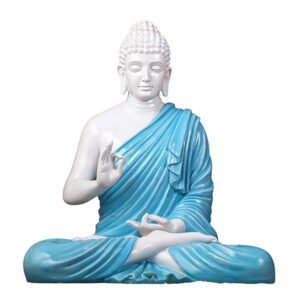 Meditation Big Buddha Showpiece for Home Decor (Blue & White) Marble - 15 Inch - Image 2