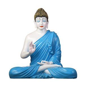 Meditation Big Buddha Showpiece for Home Decor (Blue) Marble - 15 Inch - Image 2