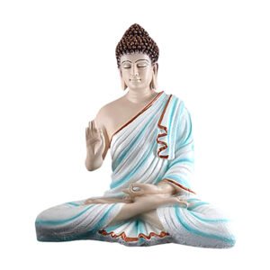 Meditation Big Buddha Showpiece for Home Decor (Blue & Cream) Polyresin - 15 Inch - Image 2