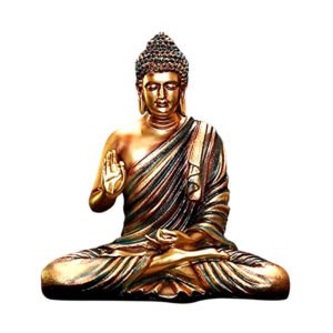Meditation Big Buddha Showpiece for Home Decor (Antique Golden) Polyresin - 15 Inch - Image 2