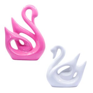 Lucky Swan Couple Showpiece for Home Decor (Pink & White) Polyresin – 10 Inch - Image 2