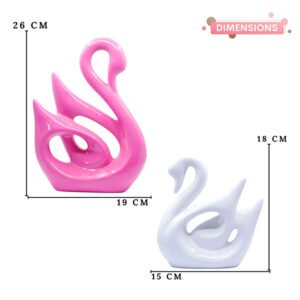 Lucky Swan Couple Showpiece for Home Decor (Pink & White) Polyresin – 10 Inch - Image 3