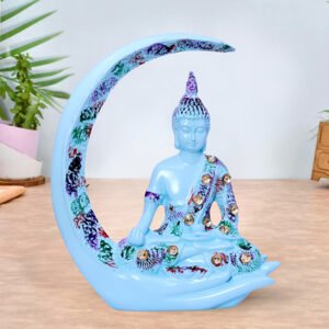 Chand Buddha Idol Showpiece for Home Decor (Antique Gold) Polyresin – 8 Inch - Image 1