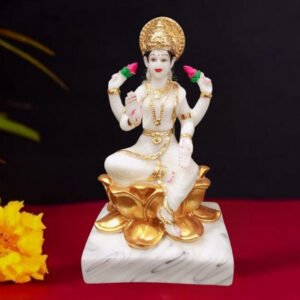The idol of Goddess Maa Laxmi is a stunning representation of prosperity and wealth (Marble) - 10 Inch - Image 1