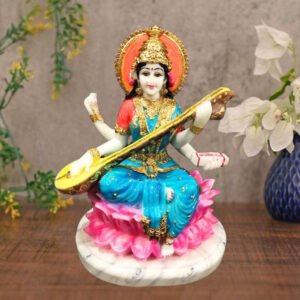 Goddess Maa Saraswati Idol Marble Statue for Home & Office - 15 inch