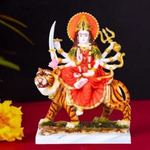 The idol of Maa Durga serves as an extraordinary symbol of prosperity. (Marble) - 12 inch - Image 1