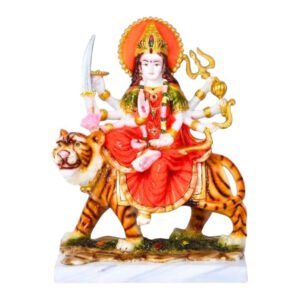 The idol of Maa Durga serves as an extraordinary symbol of prosperity. (Marble) - 12 inch - Image 2