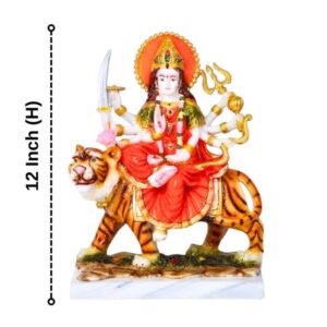 The idol of Maa Durga serves as an extraordinary symbol of prosperity. (Marble) - 12 inch - Image 3