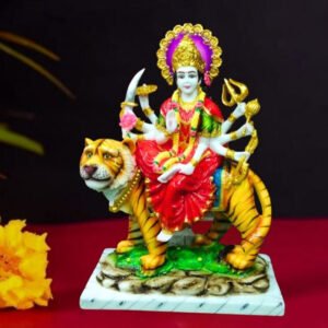 The idol of Maa Durga serves as an extraordinary symbol of prosperity. (Marble) - 24 inch - Image 1