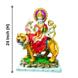The idol of Maa Durga serves as an extraordinary symbol of prosperity. (Marble) - 24 inch - Image 3