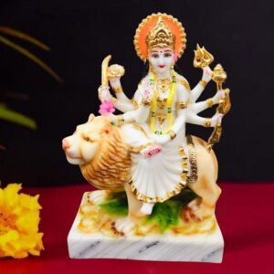 The idol of Maa Durga serves as an extraordinary symbol of prosperity. (Marble) - 11 inch - Image 1