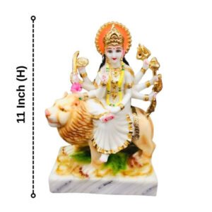 The idol of Maa Durga serves as an extraordinary symbol of prosperity. (Marble) - 11 inch - Image 3