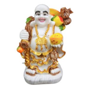 Colorful Laughing Buddha Statue for Prosperity & Luck (Marble) - 18 Inch - Image 2