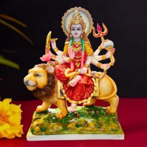 The idol of Maa Durga serves as an extraordinary symbol of prosperity. (Marble) - 15 inch - Image 1
