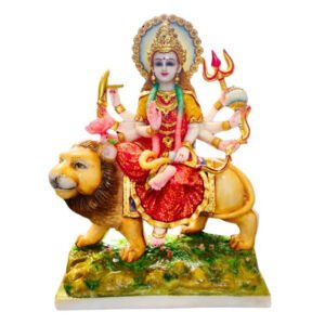 The idol of Maa Durga serves as an extraordinary symbol of prosperity. (Marble) - 15 inch - Image 2