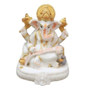 Lord Ganesh idol showpiece for home and office (Marble) -15 inch - Image 2
