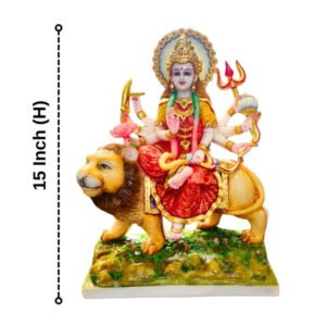 The idol of Maa Durga serves as an extraordinary symbol of prosperity. (Marble) - 15 inch - Image 3