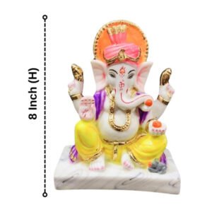 Lord Ganesha Idol Murti for Home & Office (Marble) - 8 Inch - Image 3