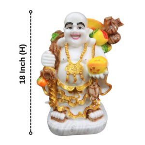 Colorful Laughing Buddha Statue for Prosperity & Luck (Marble) - 18 Inch - Image 3
