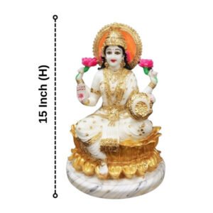 The idol of Goddess Maa Laxmi is a stunning representation of prosperity and wealth (Marble) - 15 Inch - Image 3
